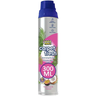 Carpet freshener spray can with 1001 brand on a white background