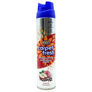 1001 Carpet Fresh spray can with apple and cinnamon flavor on a white background