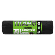 TITAN HEAVY DUTY DRAWSTRING LINER Blk 75L 10pk