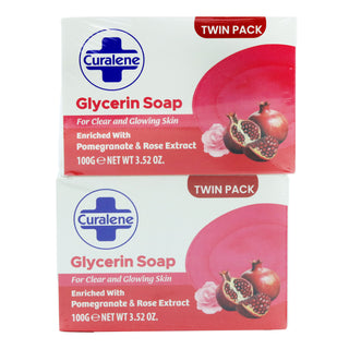 CURALENE SOAP GLYCERINE POM & ROSE OIL TWIN 100g