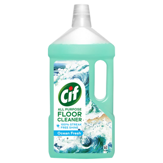 Cif all-purpose floor cleaner bottle with ocean fresh scent on a white background