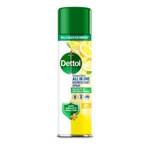 Dettol spray bottle with lemon scent on a white background